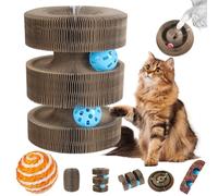 Kitten Curl, Kitten Curl Toy, Magical Kitten Curl Cardboard Cat Toy, Cat Accordion Toy, Indoor Interactive Scratch Pad with a Ball, Recyclable and Durable, Retractable, Reversible (Arch Bridge)