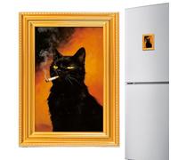 Kitten Decals - Cute Pet Illustration Ornaments for Workplace | Solid Timber Border Plus Glossy Protective Coating & Strong Holding for Metal Cabinets, Whiteboards, Cubicles and Offices