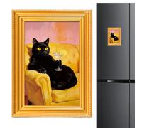 Kitten Decals - Cute Pet Illustration Ornaments for Workplace | Solid Timber Border Plus Glossy Protective Coating & Strong Holding for Metal Cabinets, Whiteboards, Cubicles and Offices