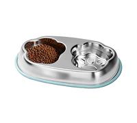 Kitten Dish - Metal Feeding Station, Puppy Water Bowl, Raised Rubber Base, Whisper Quiet Eating Experience, Premium Pet Supplies Category, Silver Texture Finish For Indoor