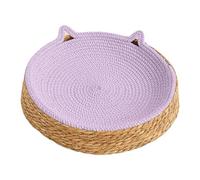Kitten Ear Design Cotton Rope Boho Cat Bed - Circle Cat Scratcher, Breathable Woven Nest, 35x35x10cm Dimensions, Eco-Friendly Cotton Qualiity, Smmooth Tactile Surrface - For Furniture Safety