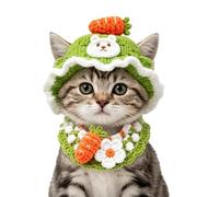 Kitten Hats - Handmade Crochet Flower, Adjustable Soft Pet Headwear