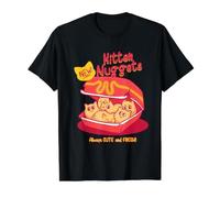 Kitten Nuggets Camisa Cat Chicken Nuggets Fast Food Lover Camiseta gráfica económica, Hombre, Negro, L