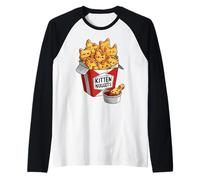 Kitten Nuggets Funny Cat Design Camiseta Manga Raglan