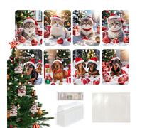 Kitten Puppy Series Cards, Handmade Money Clip, Funny Christmas Ornaments, Decorative Tree Pendant, Creative Kitten and Puppy Christmas Money Holder Cards Handmade Money Clips for Holiday Gifting,