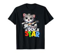 Kitten Rock Star Guitarra Rockin' Music Singer Funny Kids Camiseta