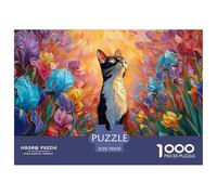 Kitten Sits in The Garden 1000 Pcs Cartón Rompecabezas Kitty Liberador De Estrés Juego Familiar Puzzle para Niños Pequeños 70x50cm/1000pcs