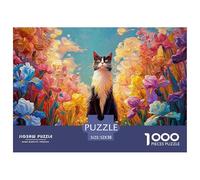 Kitten Sits in The Garden 1000 Piezas Cartón Rompecabezas Furry Feline Imágenes Vibrantes Juego Familiar Puzzle para Niños Pequeños 52x38cm/1000pcs