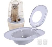 Kitten Toilet Trainer - de entrenamiento portátil para gatos de 32 cm, reutilizable, extraíble, asiento de orinal para mascotas, kit de baño ajustable