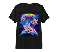 Kitten UFO Funny Laser Cat Eyes Cute Space Cats Lover Camiseta Premium