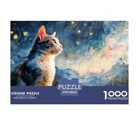Kitten Vincent Post-Impressionist 1000 Stück Premium-Karton Puzzle Ethereal Pet Stressabbau Familienspiel Puzzles Als Wohnaccessoires 38x26cm/1000pcs