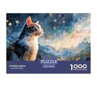 Kitten Vincent Post-Impressionist 1000 Stück Stabiler Karton Puzzle Ethereal Pet Lebendige Bilder Kreatives Spiel Puzzles Als Geburtstagsgeschenke 70x50cm/1000pcs