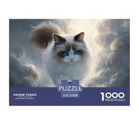 Kitten Walking on The Clouds 1000 Pcs Cartón Rompecabezas Grey Tabby Cat Imposible, Difícil Juego Creativo Puzzle para Adultos Y Niños 52x38cm/1000pcs
