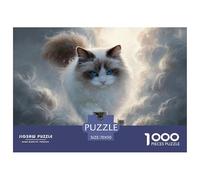 Kitten Walking on The Clouds 1000 Piezas Cartón Fuerte Rompecabezas Grey Tabby Cat Liberador De Estrés Juego Creativo Puzzle para Niños Pequeños 70x50cm/1000pcs