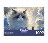 Kitten Walking on The Clouds 1000 Piezas Cartón Rompecabezas Grey Tabby Cat Imposible, Difícil Juego Creativo Puzzle Juego De Desafío Difícil 38x26cm/1000pcs