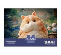 Kitten with A Chubby Body White Belly 1000 Stück Ökopapier Puzzle Chubby Fluffy Orange Cat Stressabbau Familienspiel Puzzles Für Erwachsene Und Kinder 70x50cm/1000pcs