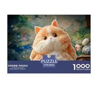 Kitten with A Chubby Body White Belly 1000 Stück Premium-Karton Puzzle Chubby Fluffy Orange Cat Stressabbau Kreatives Spiel Puzzles Als Wohnaccessoires 38x26cm/1000pcs Kitten with A Chubby Body White