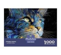 Kitten with Blue and Yellow Fur 1000 Stück Ökopapier Puzzle Colorful Cat Stressabbau Kreatives Spiel Puzzles Als Geburtstagsgeschenke 70x50cm/1000pcs