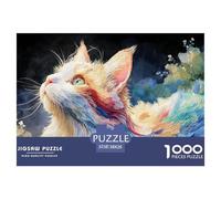 Kitten with Neon Glowing Fur 1000 Pcs Ökopapier Puzzle Shining Cat Lebendige Bilder Kreatives Spiel Puzzles Als Wohnaccessoires 38x26cm/1000pcs
