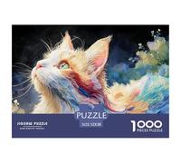 Kitten with Neon Glowing Fur 1000 Stück Ökopapier Puzzle Shining Cat Stressabbau Kreatives Spiel Puzzles Als Geburtstagsgeschenke 52x38cm/1000pcs