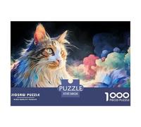 Kitten with Neon Glowing Fur 1000 Stück Premium-Karton Puzzle Shining Cat Stressabbau Kreatives Spiel Puzzles Als Wohnaccessoires 38x26cm/1000pcs