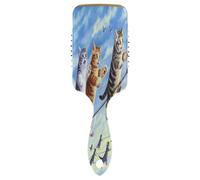 Kittens Jumping Sky Blue - Cepillo de masaje para el cabello, peine antiestático, masajeador de cabello para mujer