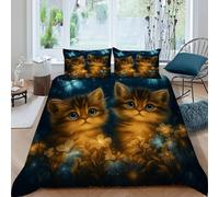 Kittens Mariposas Funda Edrojoon 3 Piezas con Impresión En 3D Cute Domestic Animals con Funda Almohada King（220x240cm） 100% Microfibra Juego De Ropa De Cama para