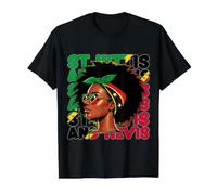 Kittitian Girl St Kitts Bandera Orgullosa Kittitian Nevisian Women Camiseta gráfica económica, Hombre, Negro, M
