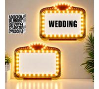 Kittmip Paquete de 2 letreros LED acrílicos de 20 pulgadas para servicio de botella de boda con calcomanía de letra iluminada, accesorios de entrada de boda, letrero personalizado para recepción