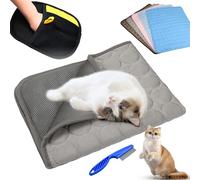Kittra Cooling Mat For Cats, Kittra Cat Cooling Mat Blanket Indoor, 3 Layer System Instant Cool, Non Slip Kittra Pads Protect Your Pet From Silent Heat Danger, Easy Clean Summer (Light gray,Small)