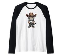 Kitty a Up Vintage Country Music Lover Cat In Cowboy Disfraz Camiseta Manga Raglan