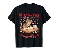 Kitty-Biscuits Panadería Gato Masa Masa Juego de Palabras Corazones Galleta Camiseta