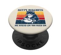 Kitty Biscuits We Knead You Need Em Retro Cat Mujeres Hombres Niños PopSockets PopGrip Adhesivo