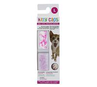 Kitty Caps Tapones de uñas para Gatos | Alternativa Segura y Elegante a la Limpieza | Detiene enganches y arañazos, Grande (13 Libras o más), Blanco con Puntas Rosas y Transparente con Purpurina Rosa