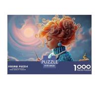 Kitty in Chinese Hanfu Dress 1000 Pcs Cartón Rompecabezas Redhead Girl Imposible, Difícil Juego Creativo Puzzle para Niños Pequeños 38x26cm/1000pcs