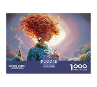 Kitty in Chinese Hanfu Dress 1000 Pcs Papel Ecológico Rompecabezas Redhead Girl Liberador De Estrés Juego Creativo Puzzle para Adultos Y Niños 52x38cm/1000pcs