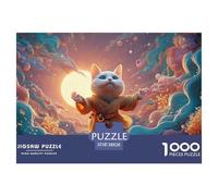 Kitty in Chinese Hanfu Dress 1000 Piezas Cartón Rompecabezas Colorful Kitty Imágenes Vibrantes Juego Familiar Puzzle Juego De Desafío Difícil 38x26cm/1000pcs