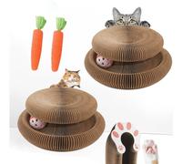 Kitty Kurlz Cat Toy, 2-in-1 Magic Organ Cat Scratching Boards, for Relieving Cat Anxiety, 3-Folding Interactive Pet Cat Scratch Board, for Indoor and Outdoor Use (2PC)