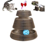 Kitty Kurlz Cat Toy, Reversible Infinity Kitty Kurlz Toy, Kitty Curls Cat Toy, Magic Organ Cat Scratching Board Kurlz Toy, Cat Accordion Toy with Ball, Nteractive Scratch Pad Cat Toy(Cone)