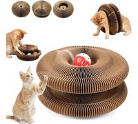 Kitty Kurlz,Kitty Kurlz Cats Toy, Foldable Accordion Cat Toy,Magic Organ Cat Scratcher Board for Indoor,with Bell Balls and Track Adventure,Interactive Mental Physical Exercise (A)