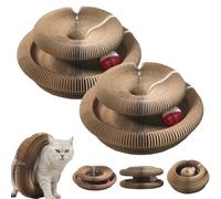 Kitty Kurlz, Kitty Kurlz Cats Toy, Foldable Cat Accordion Toy with Bell Balls and Track Adventure, Magic Organ Cat Scratcher Board for Indoor, Interactive Mental Physical Exercise (2pcs)
