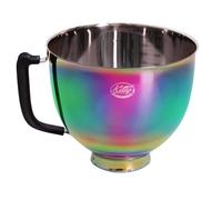 Kitty Professional tazón de mezcla acero inoxidable Super Bowl compatible con KitchenAid 4.3 y 4.8 litros con escalas de medición apto para lavavajillas (arcoíris)