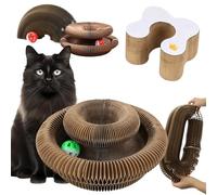 Kitty Spin gato rascador juguete interactivo modular para gatos, plegable con bola de campana, túnel 3 en 1 antiestrés, que estimula el instinto de caza y protege los muebles (cuatro lados)