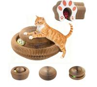 Kitty Spin Griffoir en Carton Ondulé Multifonction Avec Balle et Clochette,Cat Spinner,Planche à Griffer Pliable pour Jeu et Entretien Des Griffes (Patte de Chat)