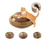 Kitty Spin Griffoir en Carton Ondulé Multifonction Avec Balle et Clochette,Cat Spinner,Planche à Griffer Pliable pour Jeu et Entretien Des Griffes (lettre C)