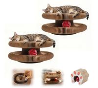 Kitty Spin Rascador Interactivo para Gatos, 3 en 1 Juguetes para Gatos, Kittyspin Juguete Gato, Hecho de Cartón Duradero en Forma de Panal, Magic Cat Scratching Spin con Bolas de Campana (2 Caja)