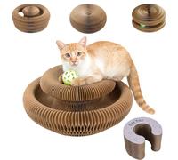 Kitty Spin, Rascador Interactivo para Gatos, Apoyo De Cartón Corrugado Multifunción con Bola Y Campana, Plegable para El Interior, para El Mantenimiento del Juego Y La Manija (#A)