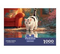 Kitty Walking on The Water Surface 1000 Pcs Cartón Fuerte Rompecabezas Cute Cat Liberador De Estrés Juego Creativo Puzzle Juego De Desafío Difícil 70x50cm/1000pcs