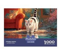 Kitty Walking on The Water Surface 1000 Piezas Papel Ecológico Rompecabezas Cute Cat Liberador De Estrés Juego Familiar Puzzle para Niños Pequeños 52x38cm/1000pcs