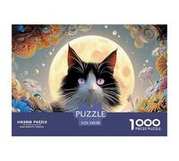 Kitty with Pink Eyes 1000 Piezas Cartón Rompecabezas Moonlit Kitten Liberador De Estrés Juego Creativo Puzzle Juego De Desafío Difícil 52x38cm/1000pcs